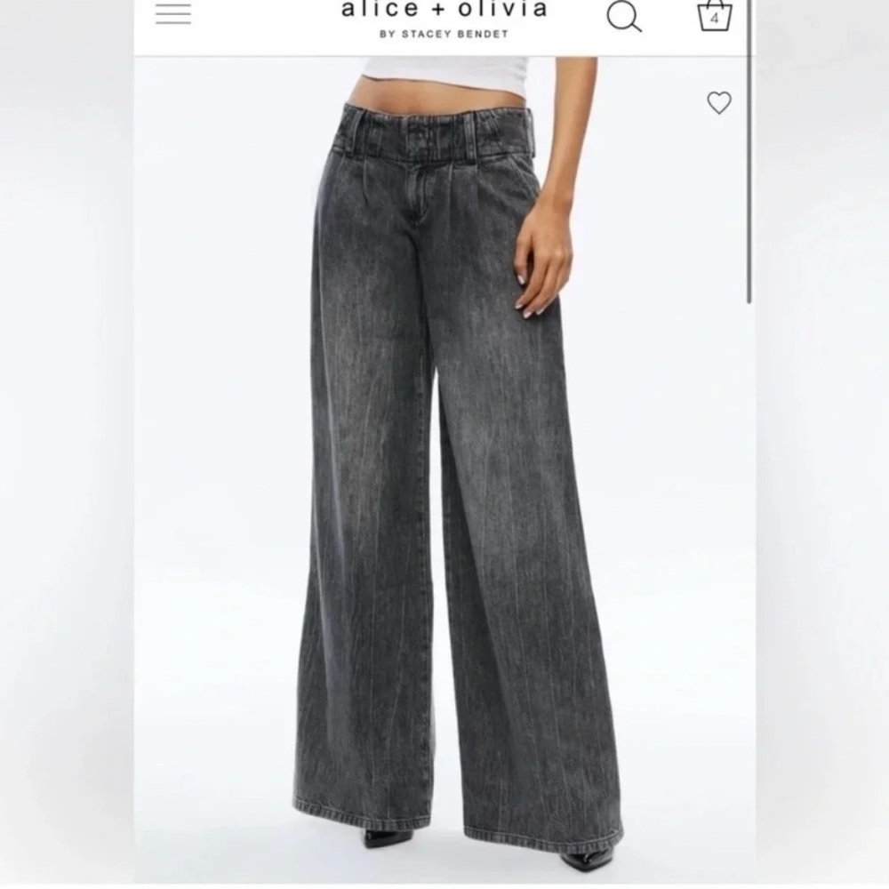 Alice + Olivia Anders low rise wide-leg jeans size 28 grey NWT
